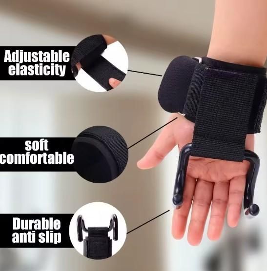 Weight Lifting Rod Hooks Wrist Support (Pack of 2)