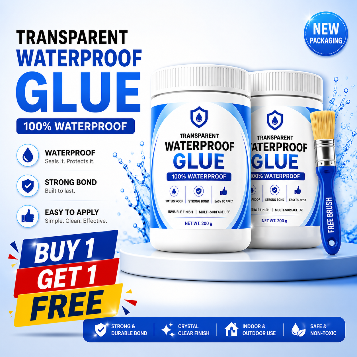 Transparent Waterproof Glue - Buy 1 Get 1 FREE + Free Brush!🔥